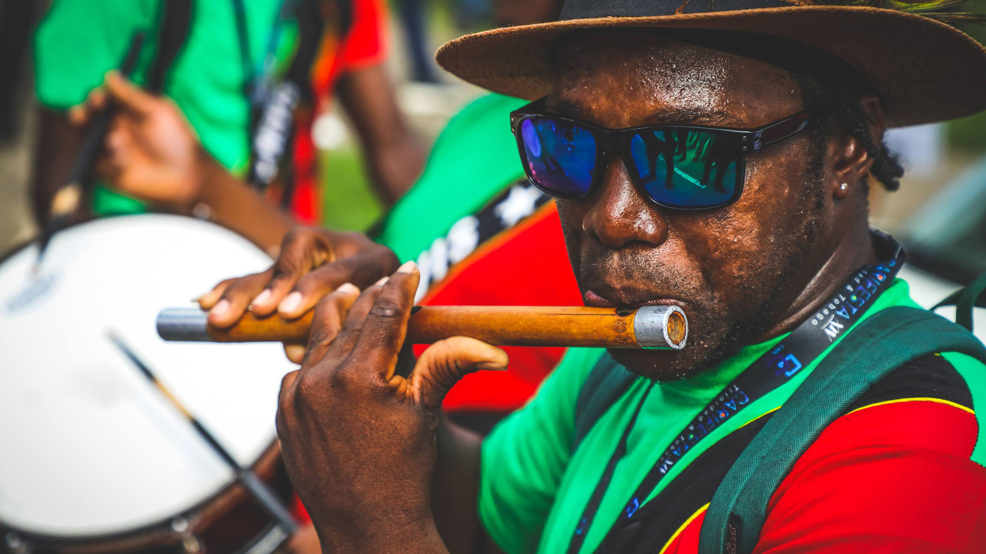 a man playing a flute