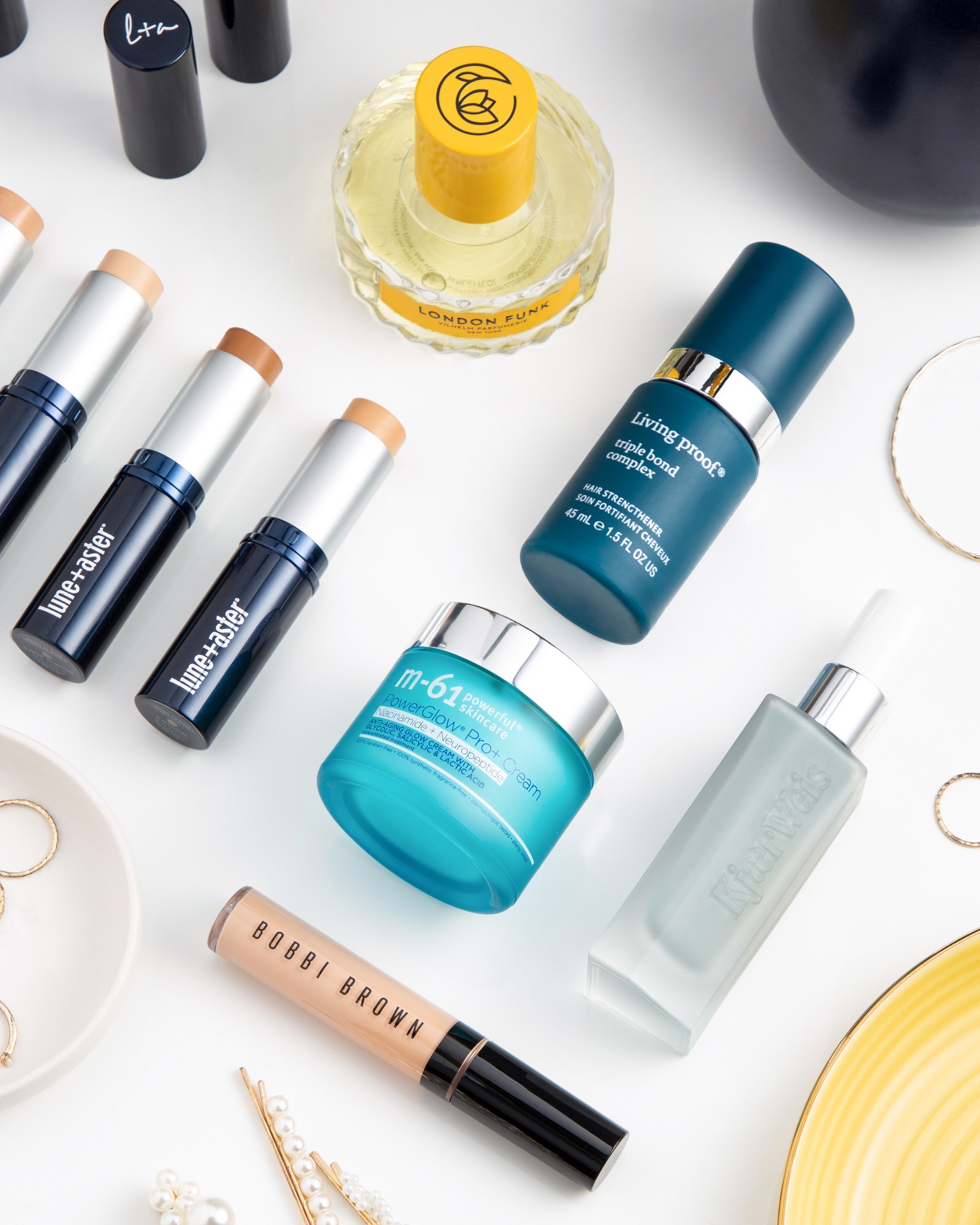 a group of makeup products