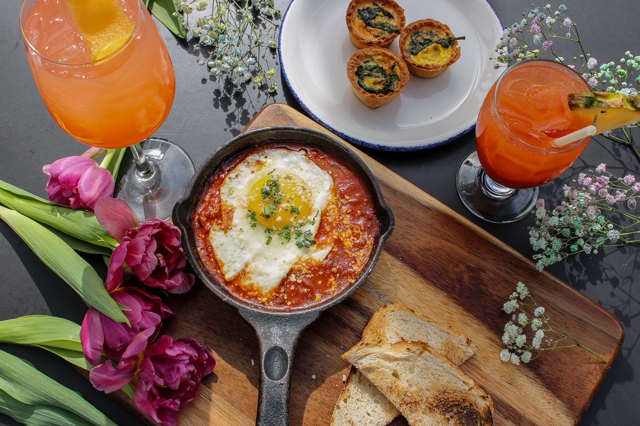 a pan of food on a table