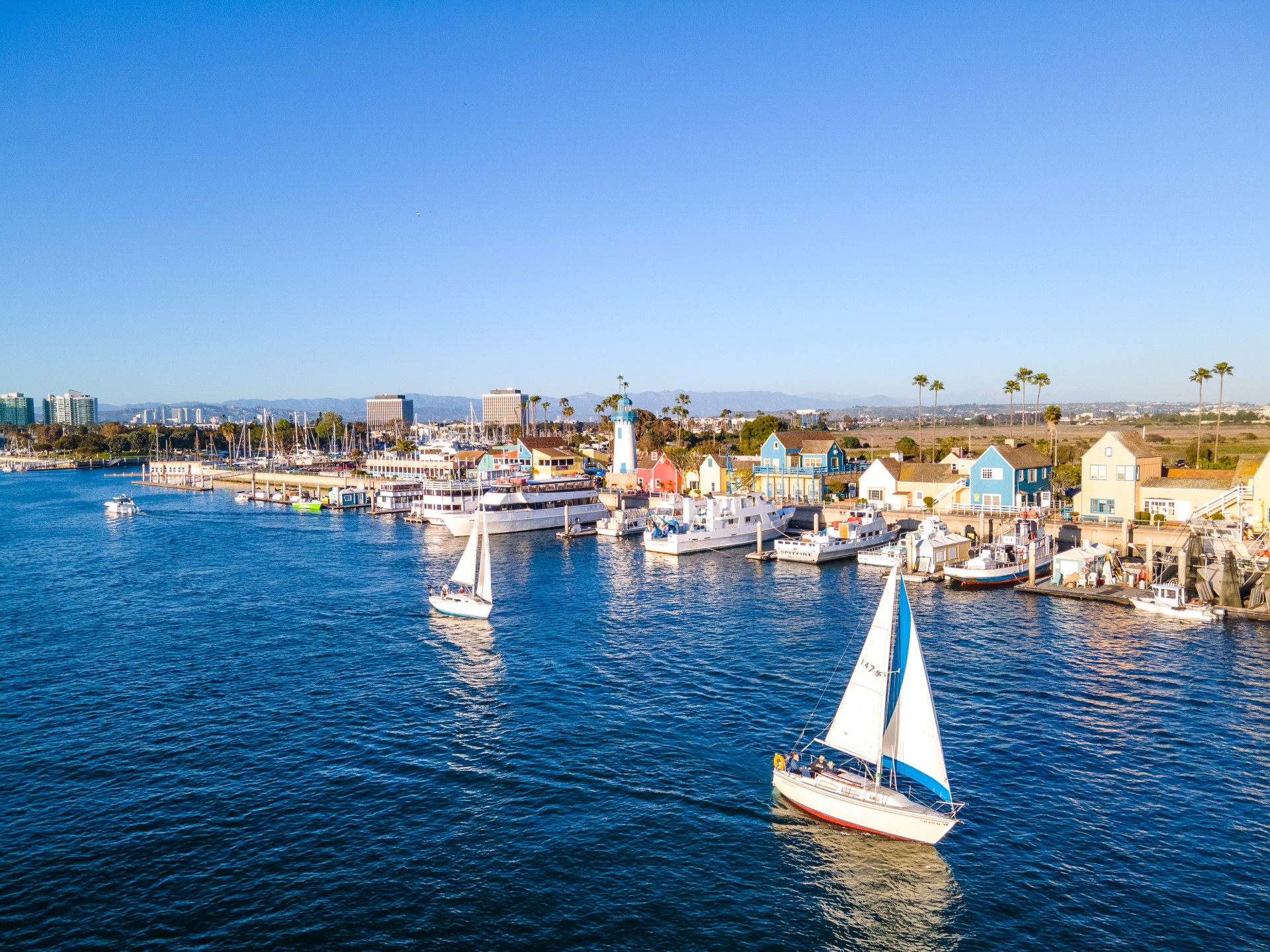 a group of boats in a body of water