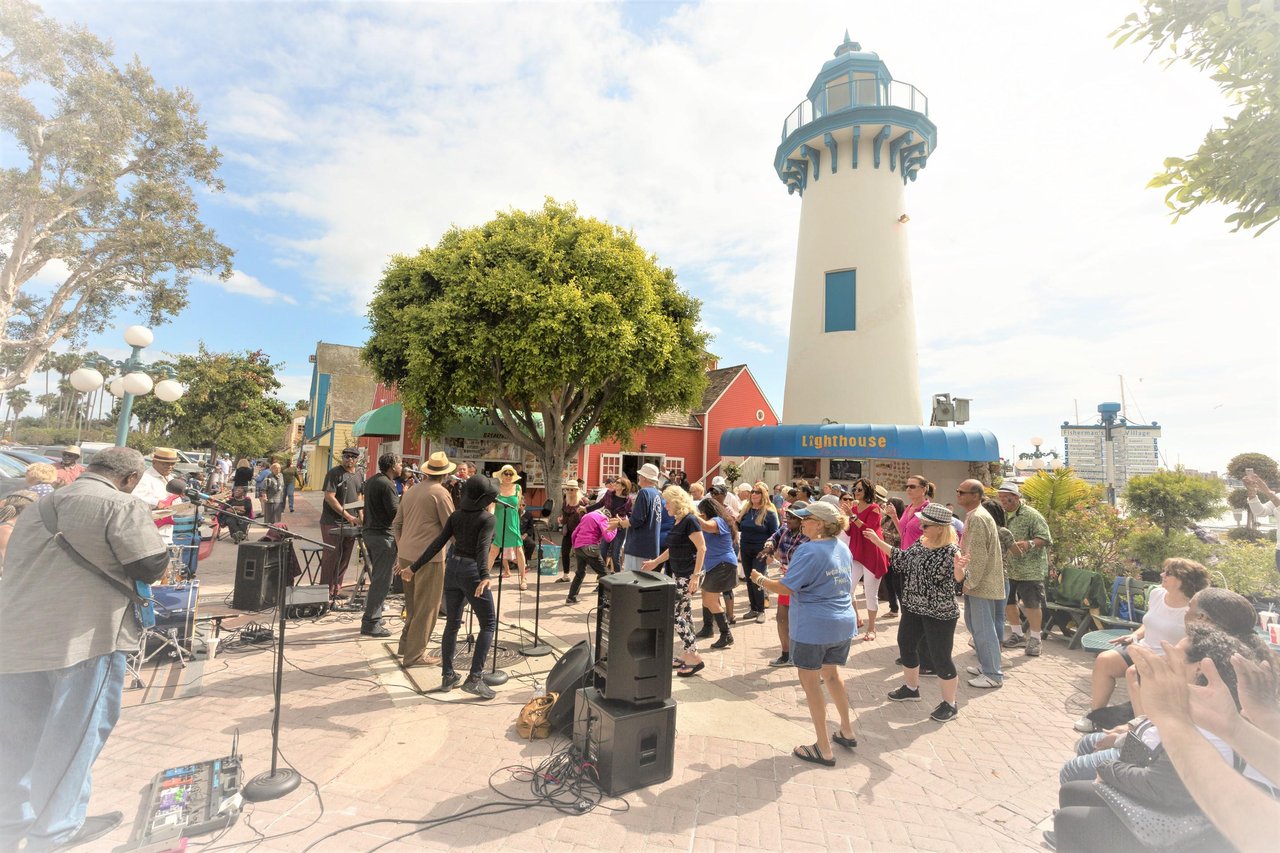 a group of people standing outside