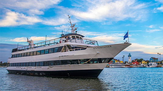a large white boat on water