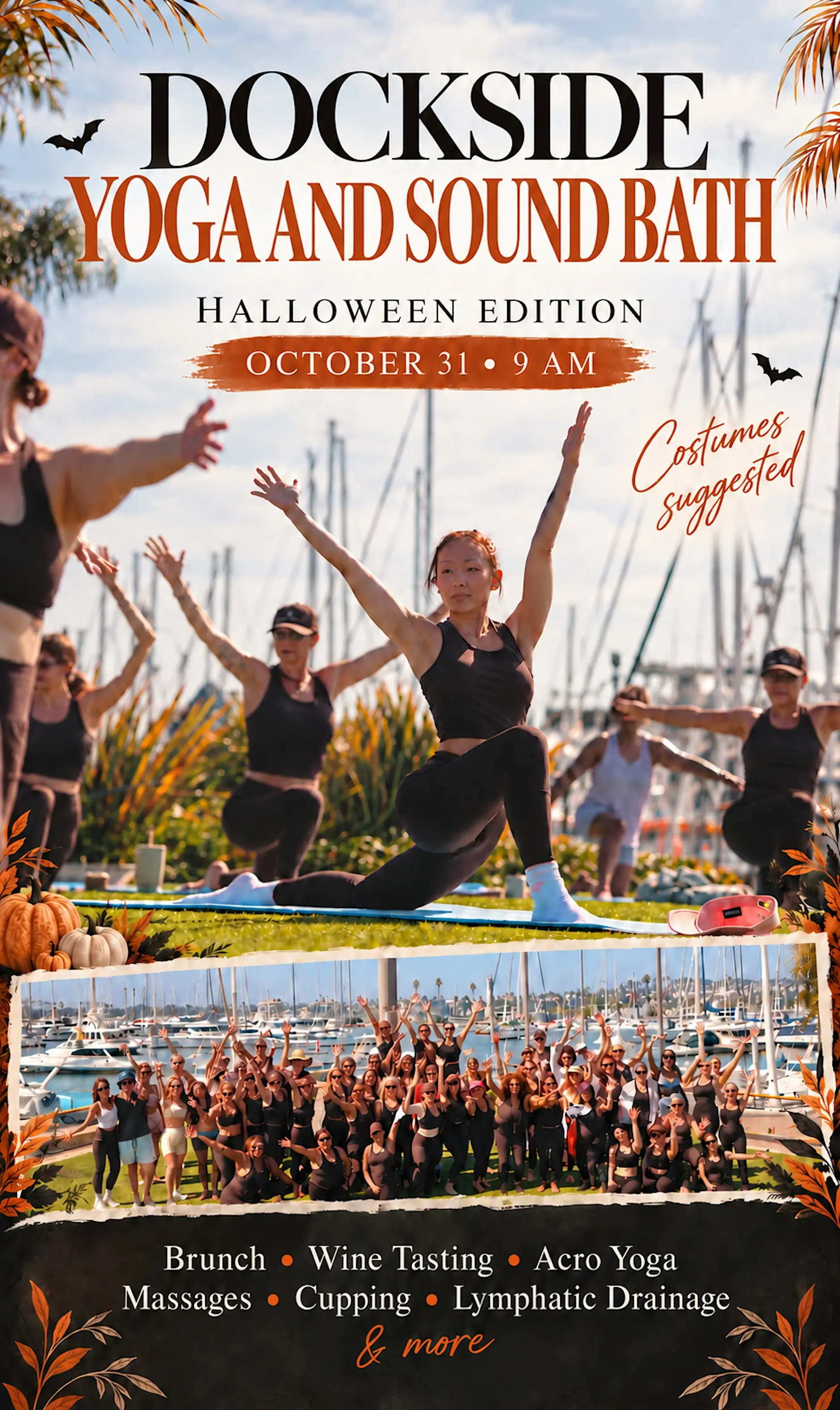 a group of people doing yoga