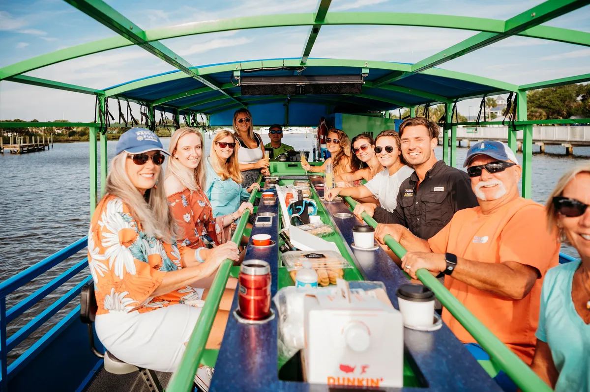 a group of people on a boat