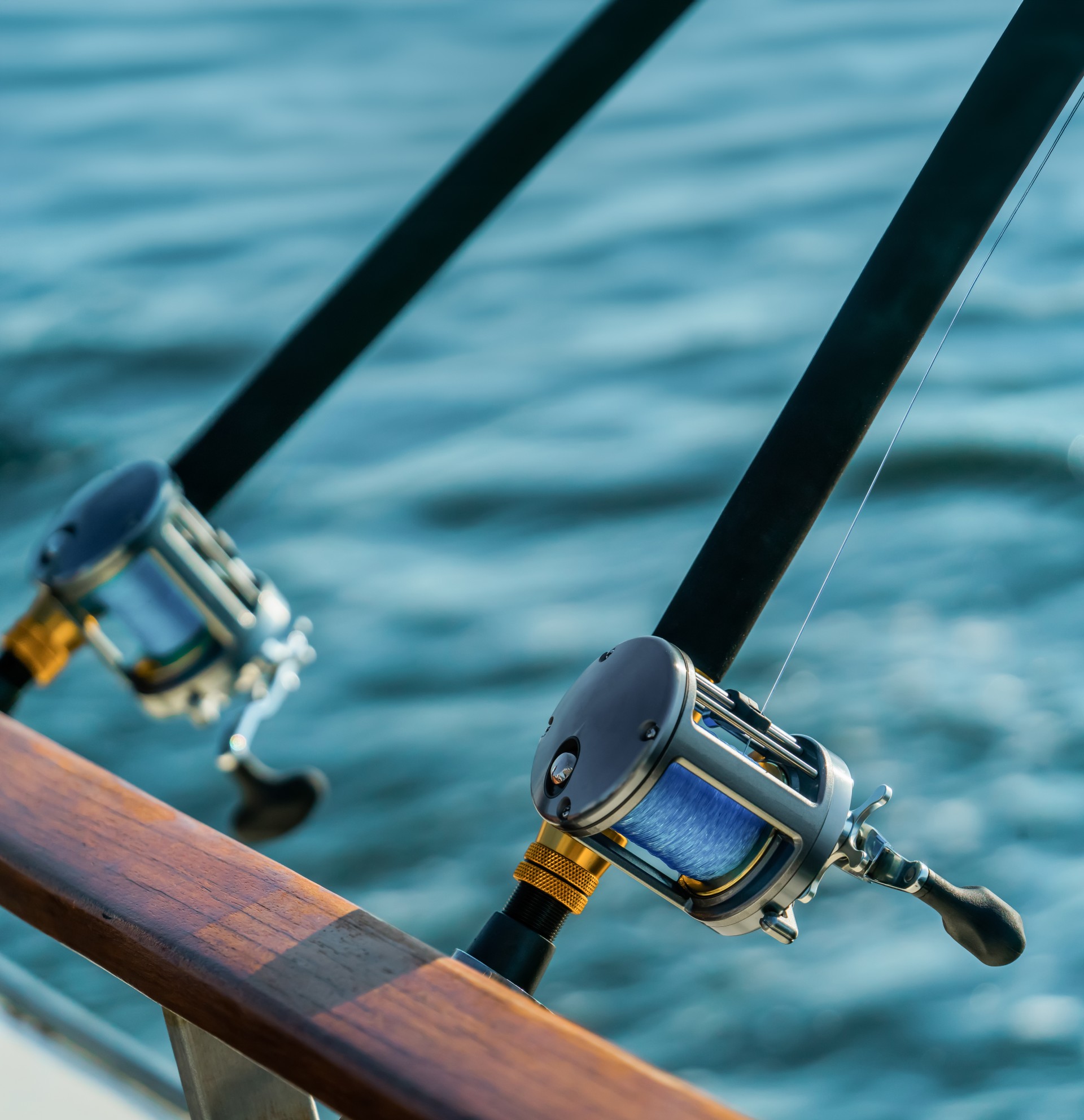 fishing rods on a boat