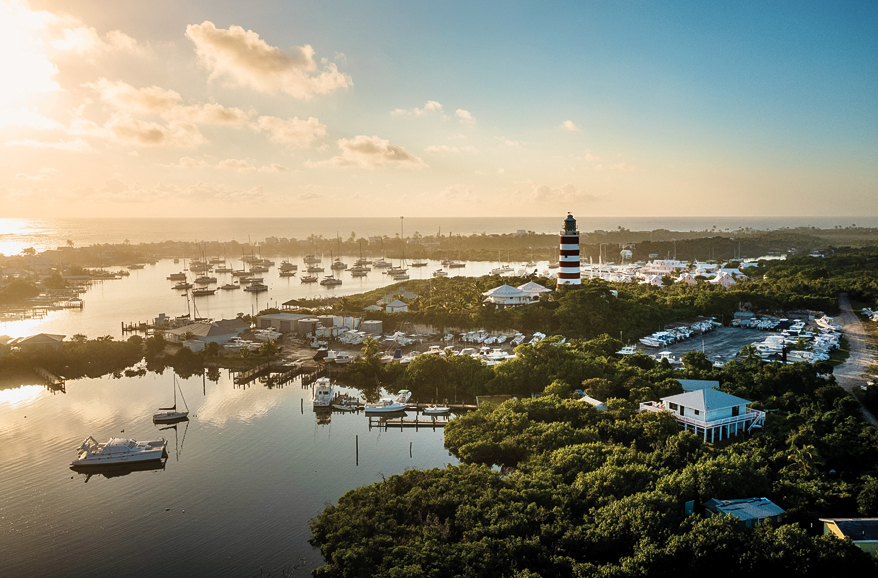 a lighthouse on a body of water