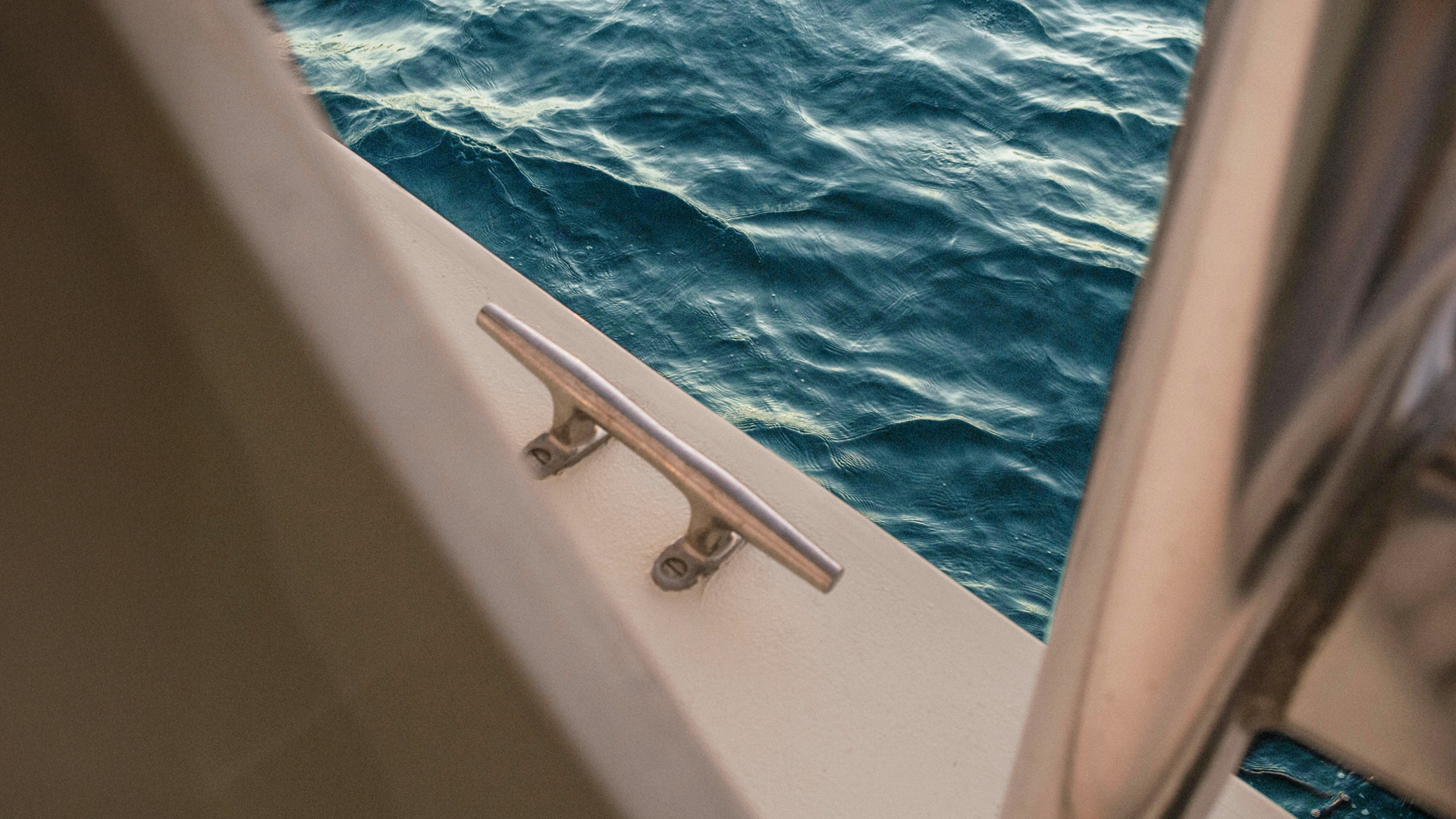 a metal cleat on a boat