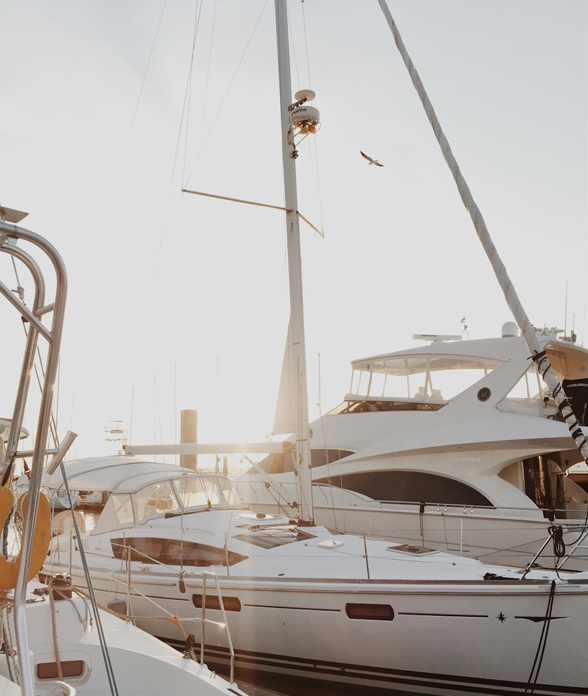 a group of boats on a dock