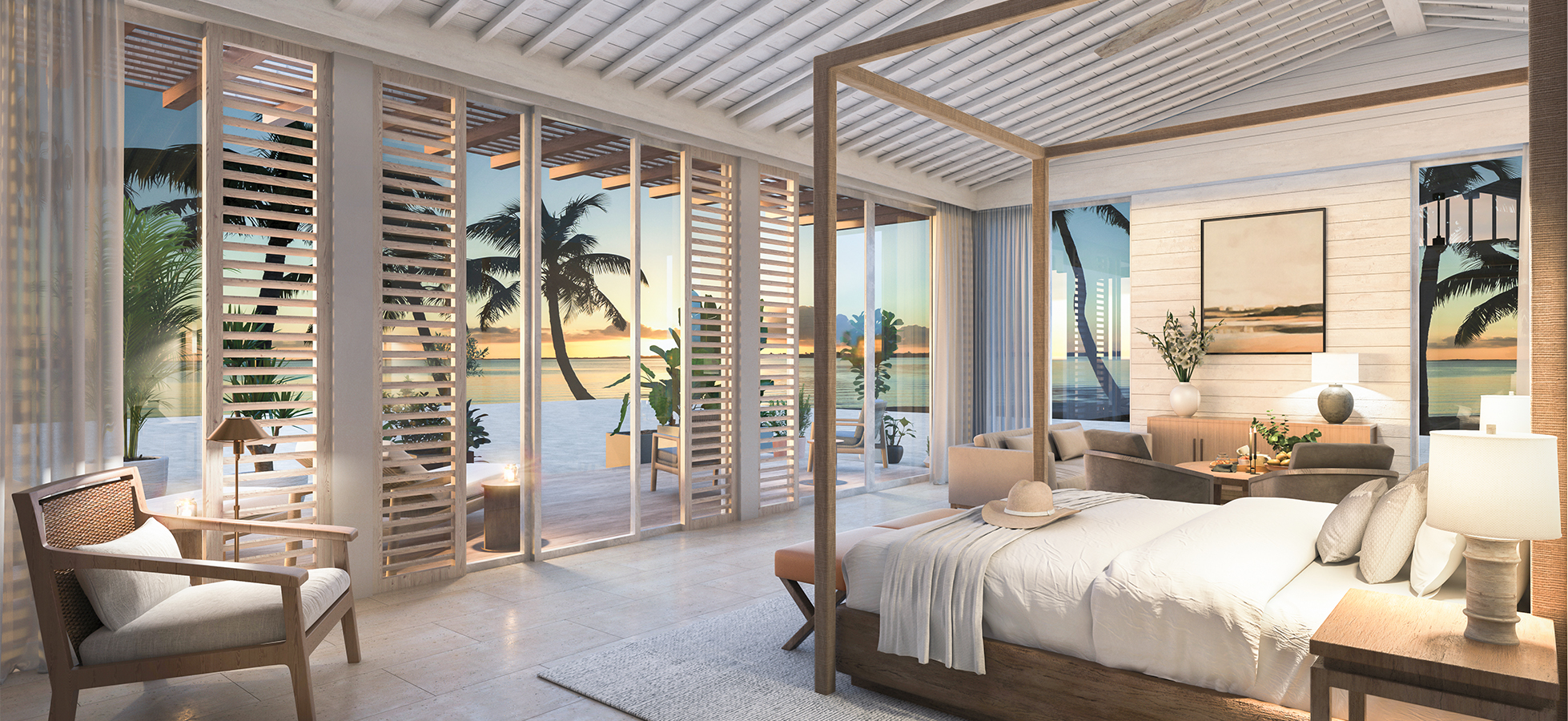 a bedroom with a large bed and a large window