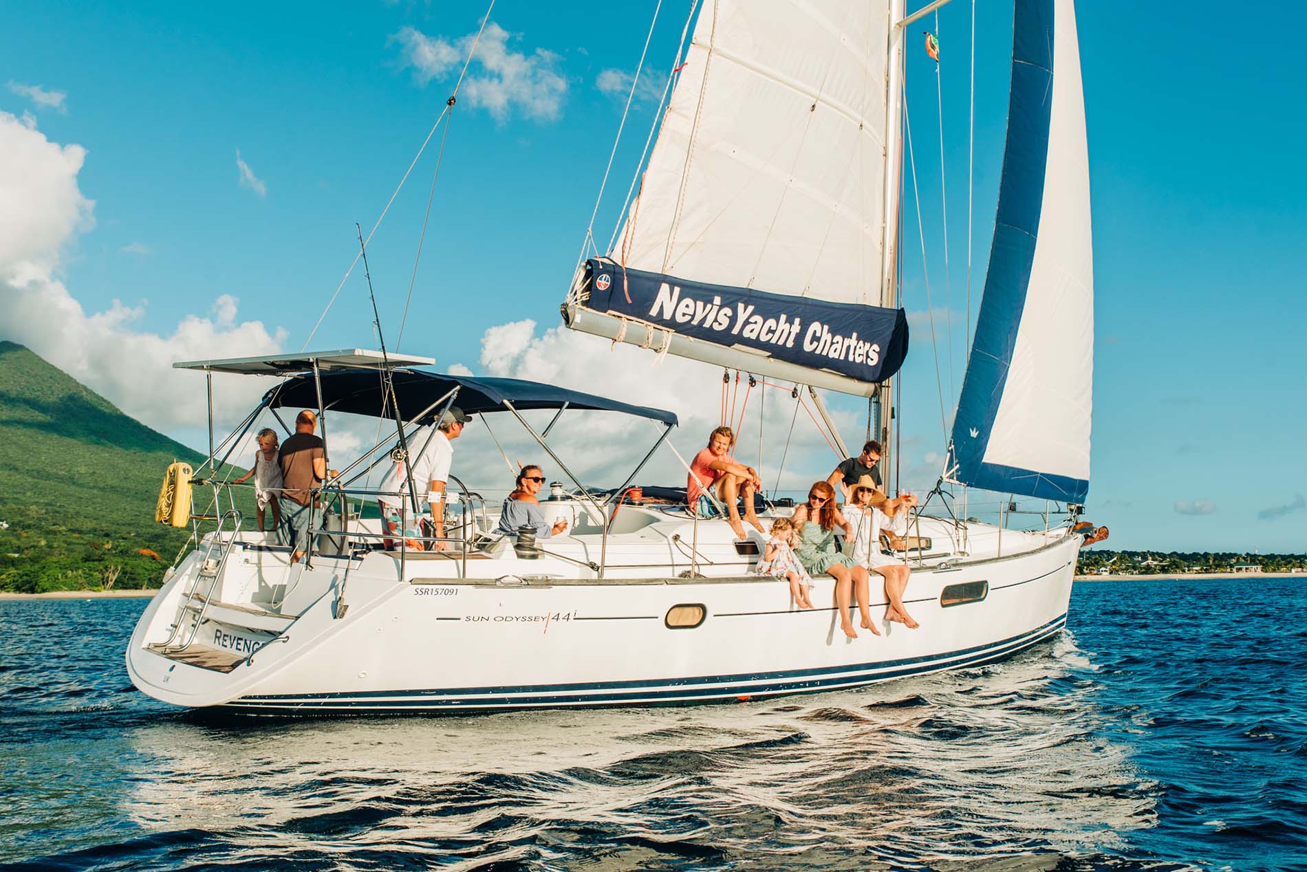 a group of people on a sailboat