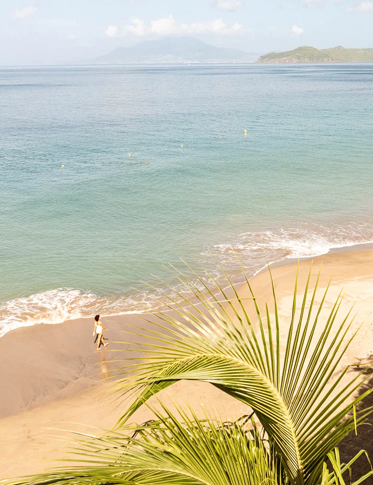 a person walking on a beach