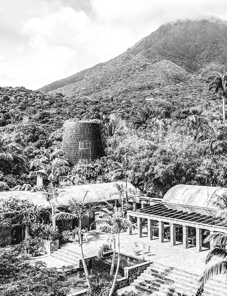 a building surrounded by trees