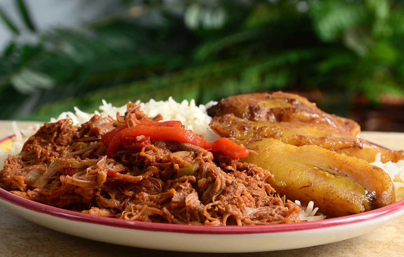 a plate of food with meat and rice
