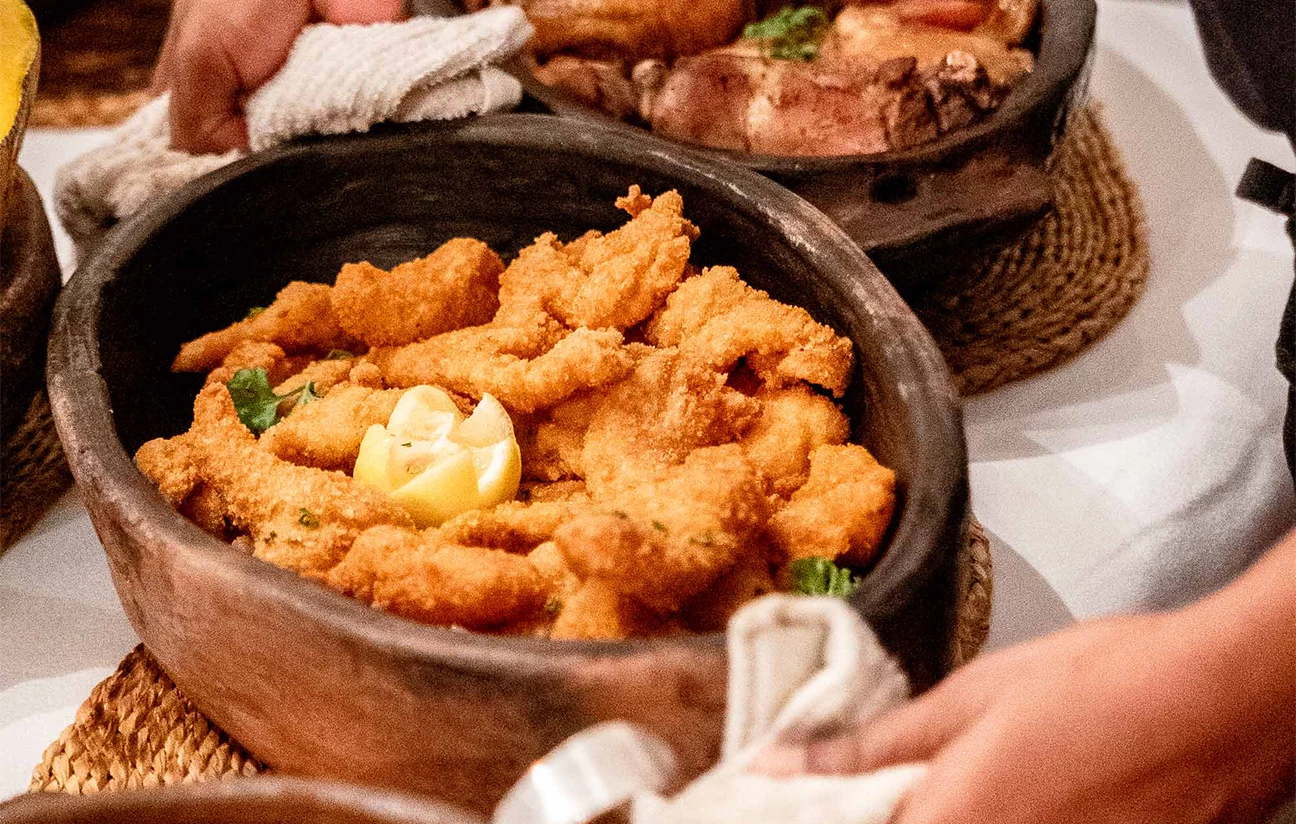 a group of bowls of food