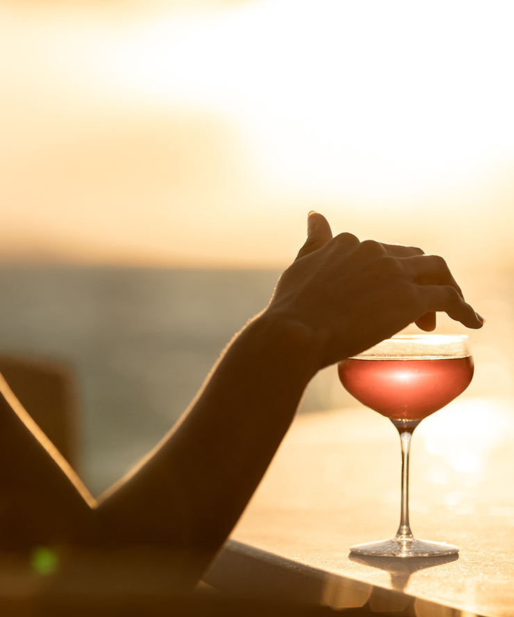a person holding a glass of wine