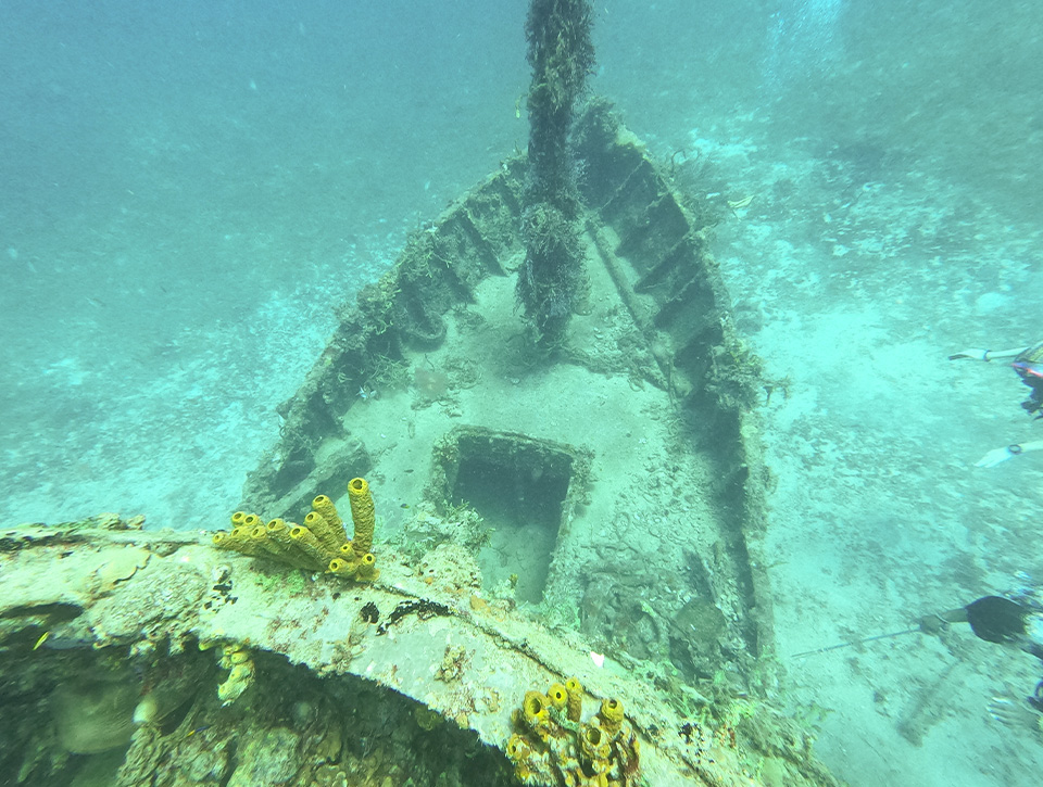 a shipwreck under water