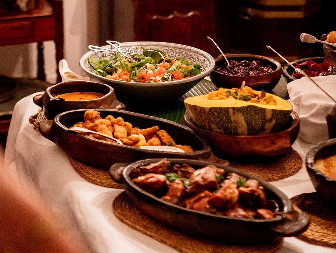a table with bowls of food
