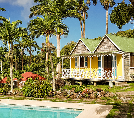 a house with a pool in the background