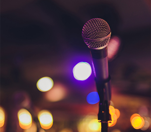 a microphone on a stand