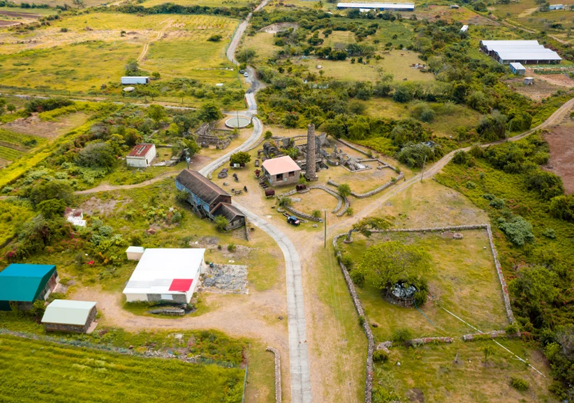 an aerial view of a farm
