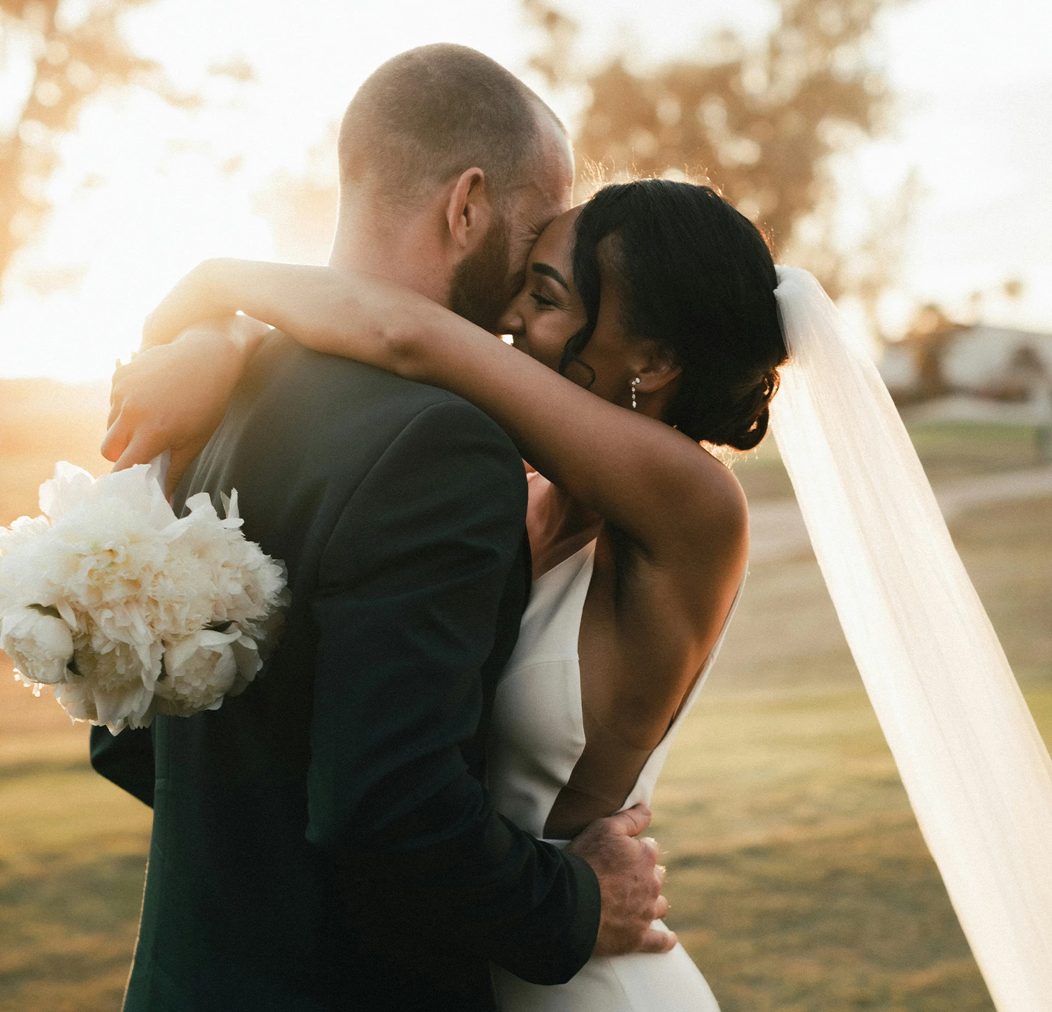 a man and woman hugging