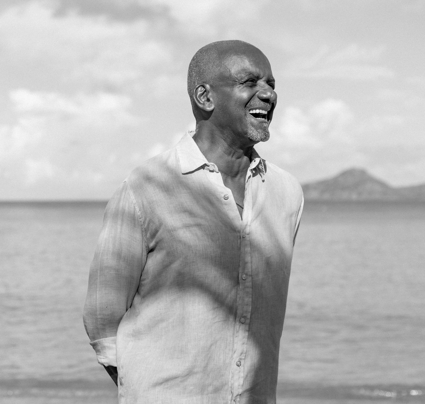 a man standing on a beach