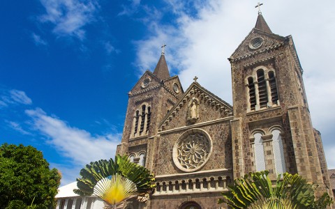 a church with a clock tower