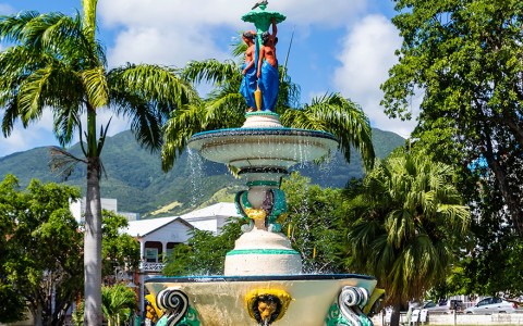a person on a fountain