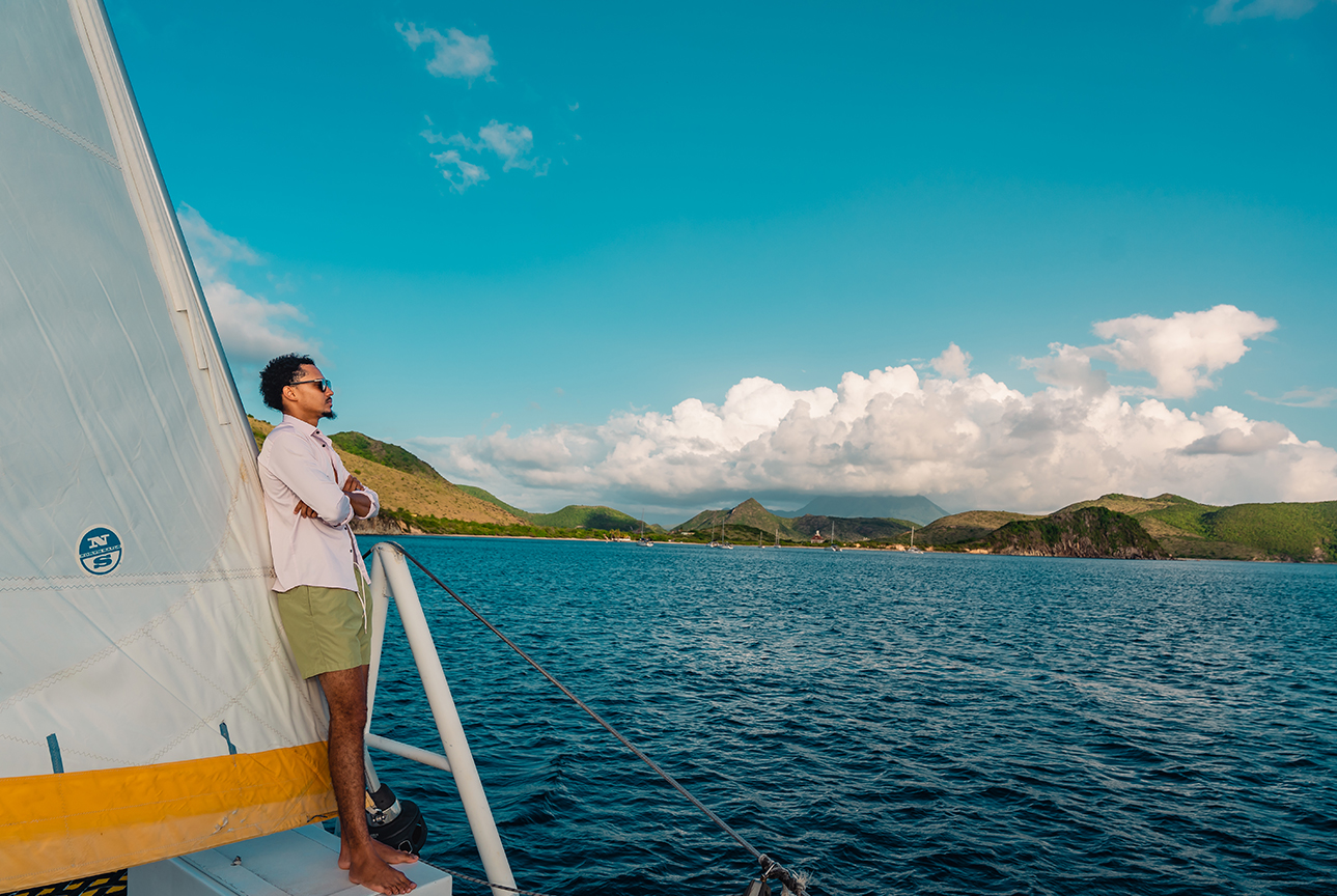 a man standing on a boat