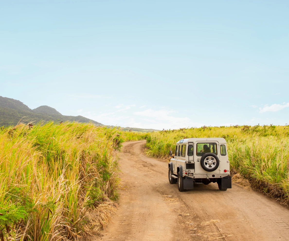 a van on a dirt road
