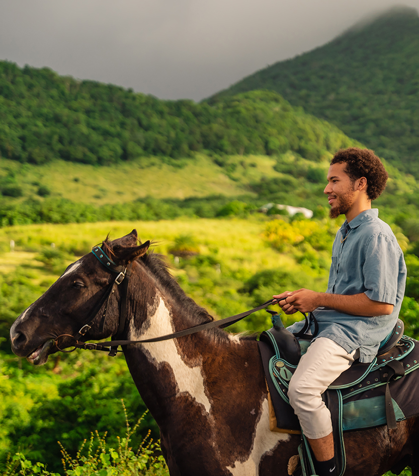 a man riding a horse