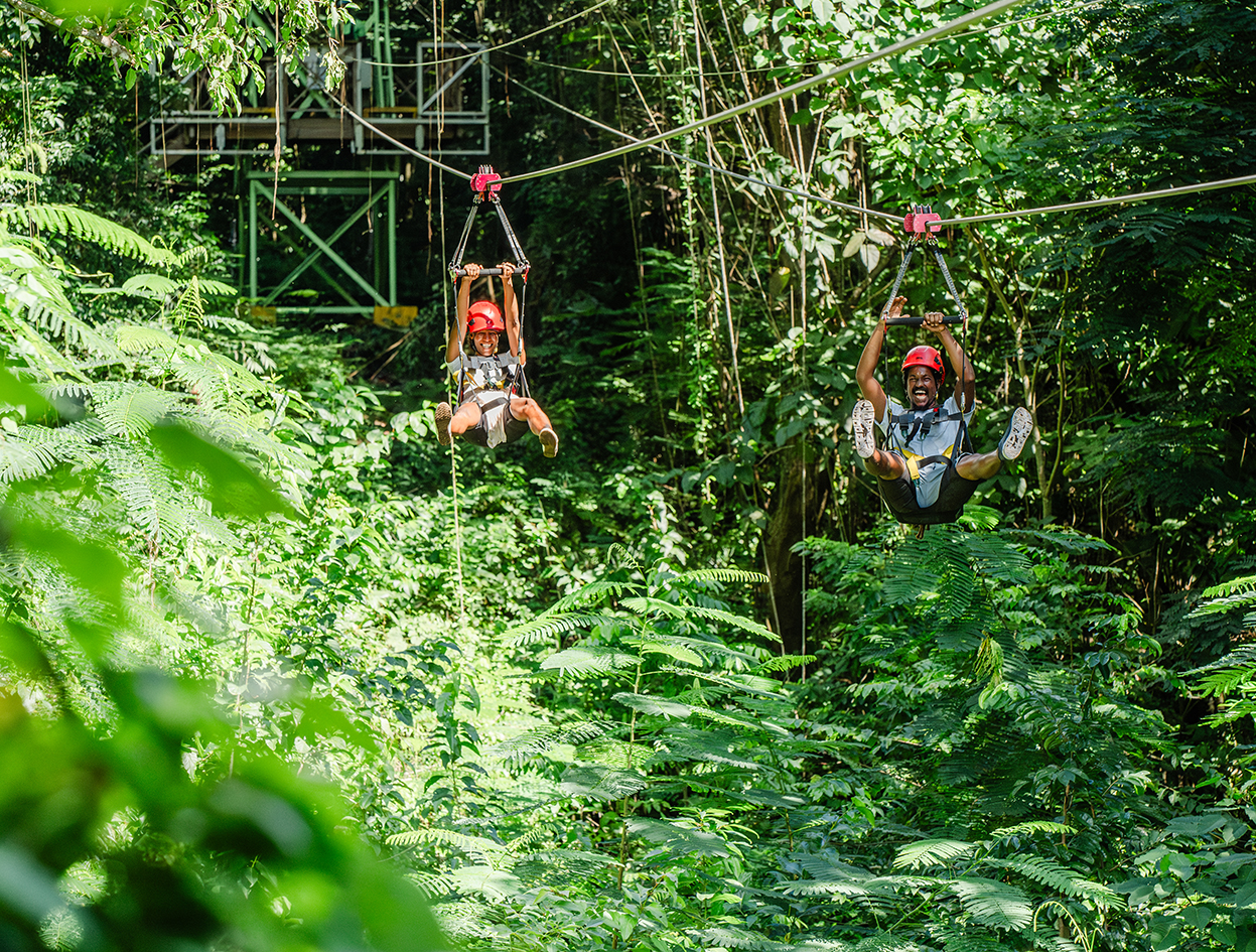people on a zip line