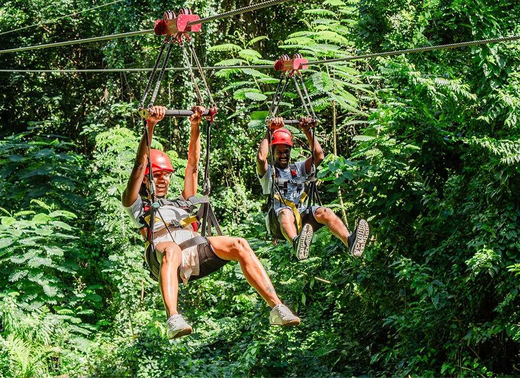 people on a zip line