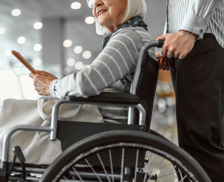 a woman in a wheelchair