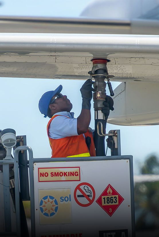 a man working on an airplane
