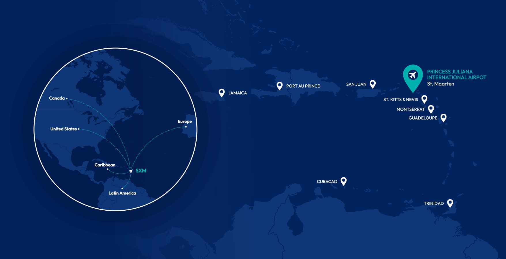 a map of the world with a circle and points