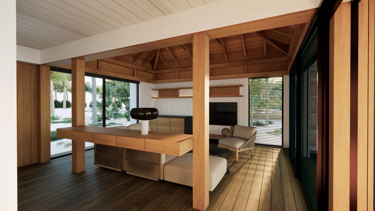 a room with a table and chairs