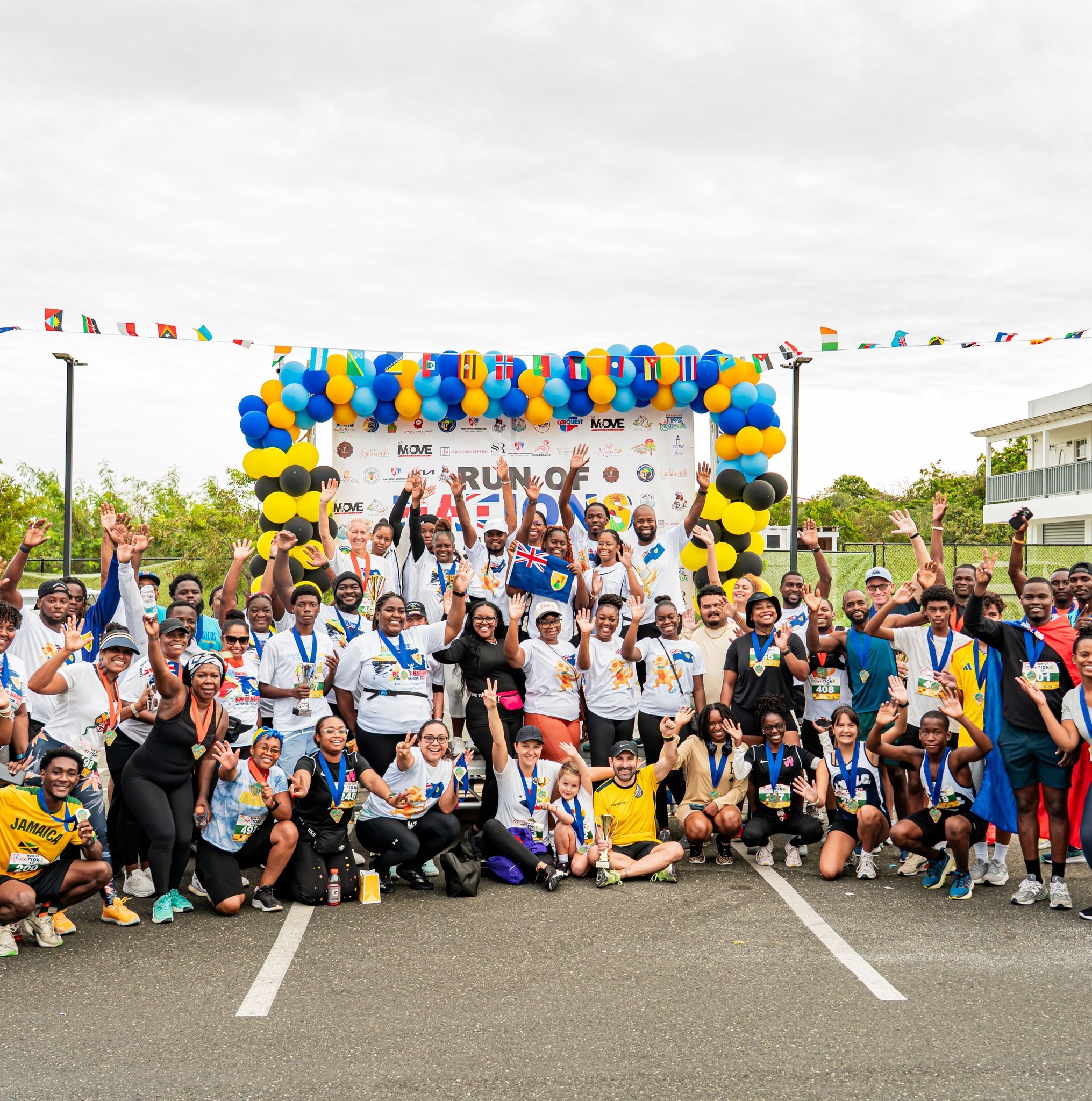 a group of people posing for a photo