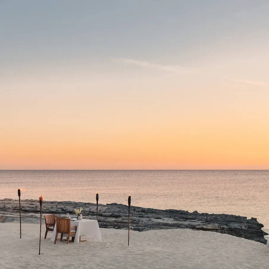 a table set up on a beach