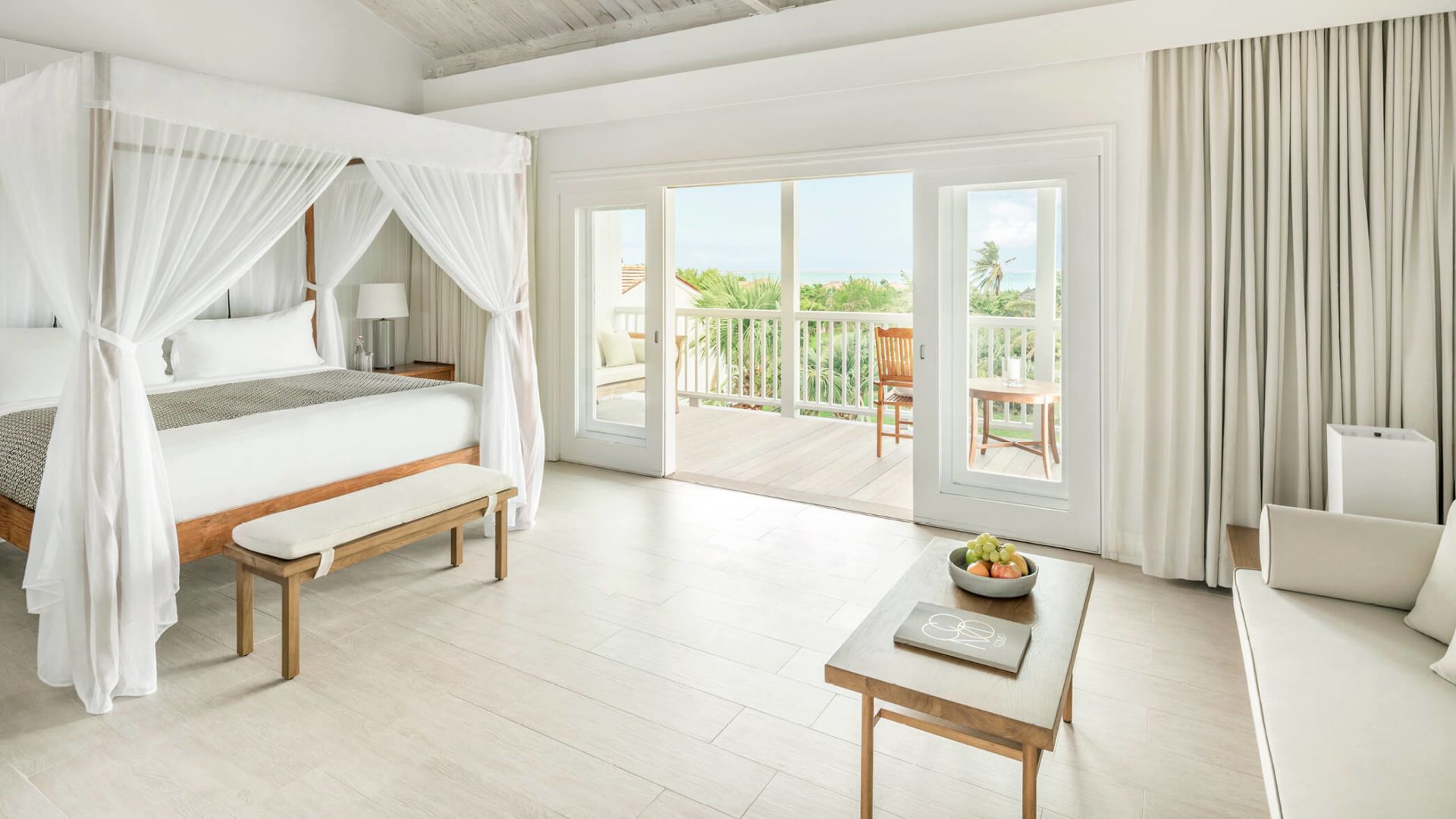 a room with a bed and a table