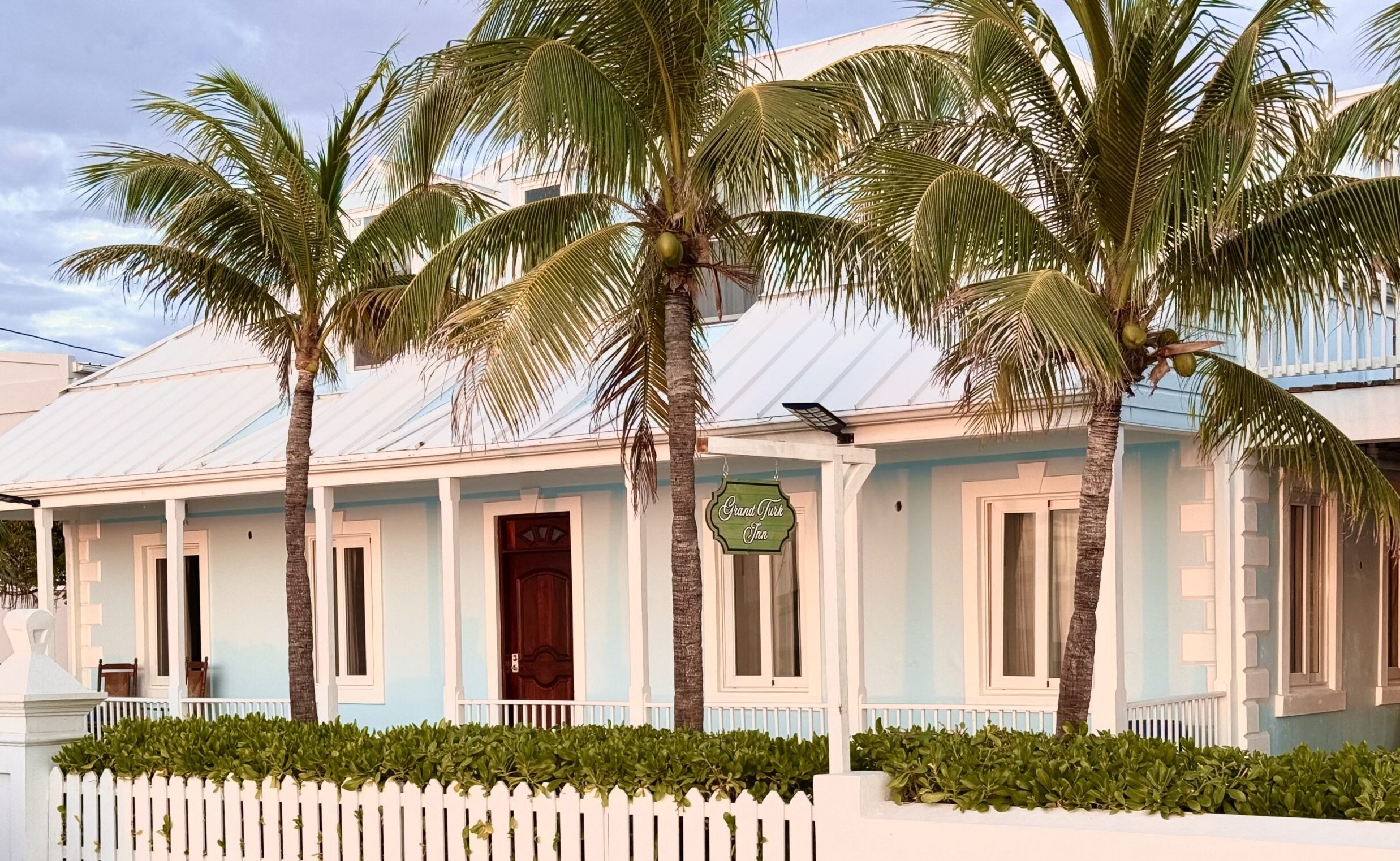 a house with palm trees
