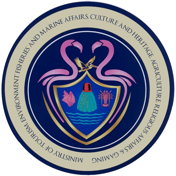 a circular logo with pink flamingos and a shield