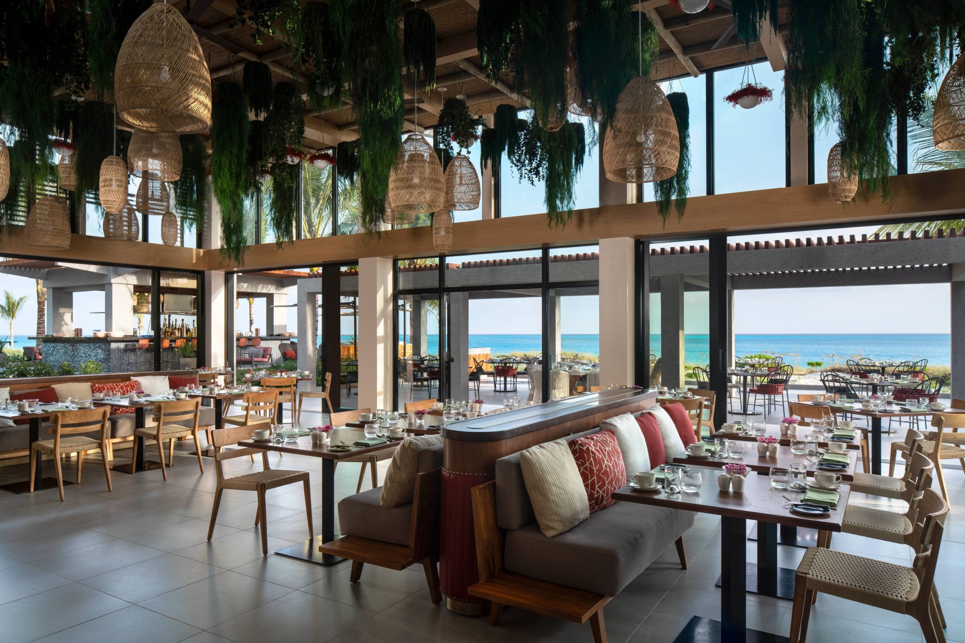 a restaurant with tables and chairs