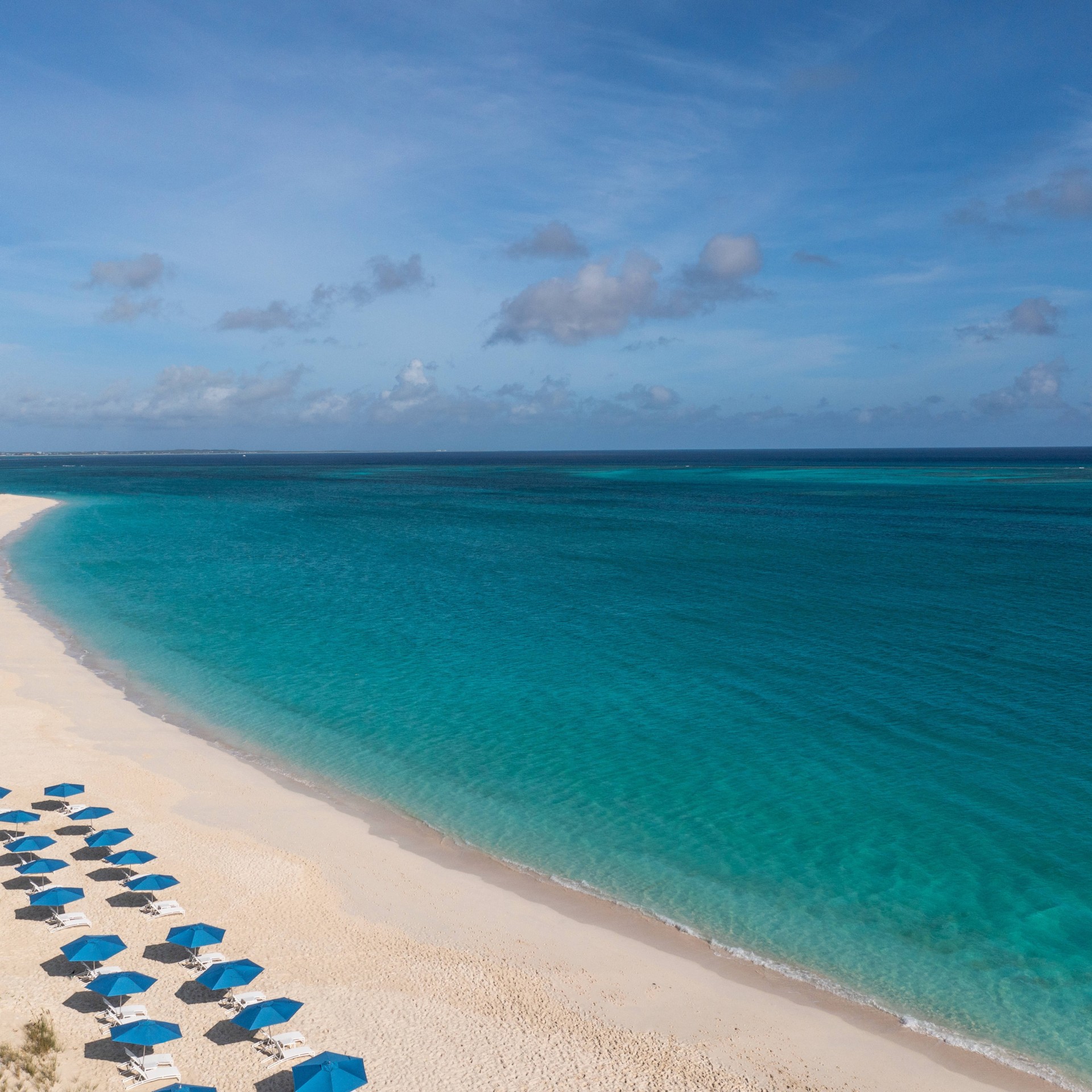 a beach with umbrellas and chairs