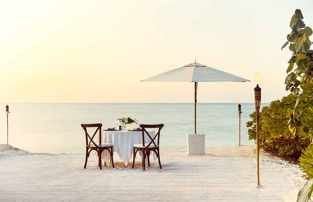 a table set up on a beach