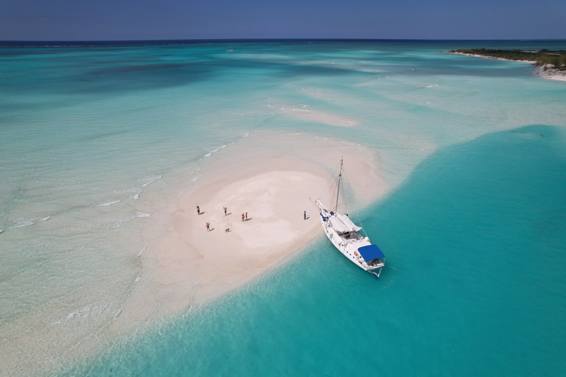 a boat on a small island