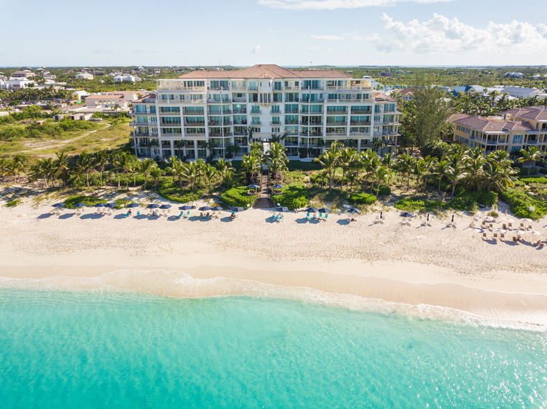 a building on a beach