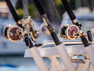 fishing rods on a boat