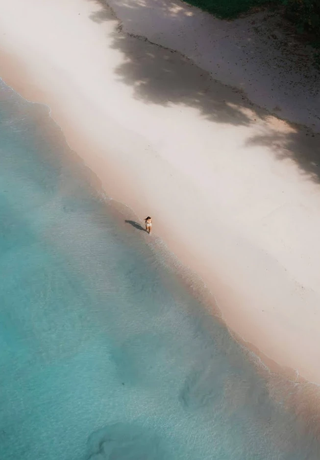 a person walking on a beach