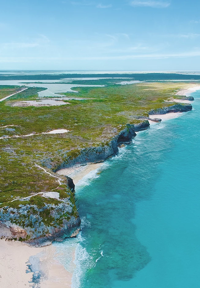 a aerial view of a rocky coastline